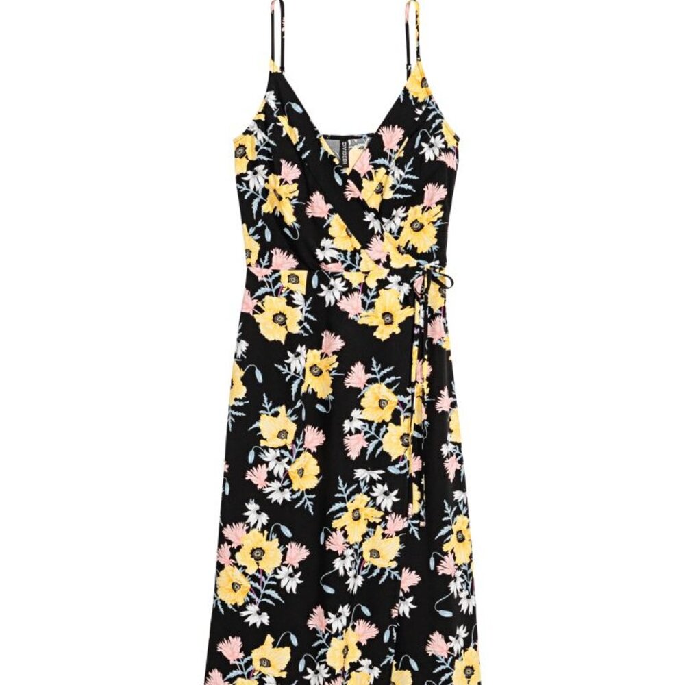 H&M Floral Faux Wrap Maxi Dress Size 2